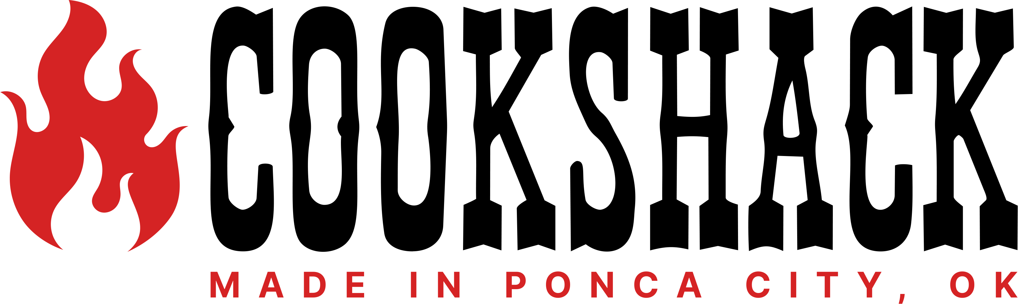 Cookshack Made in Oklahoma — flame and wordmark